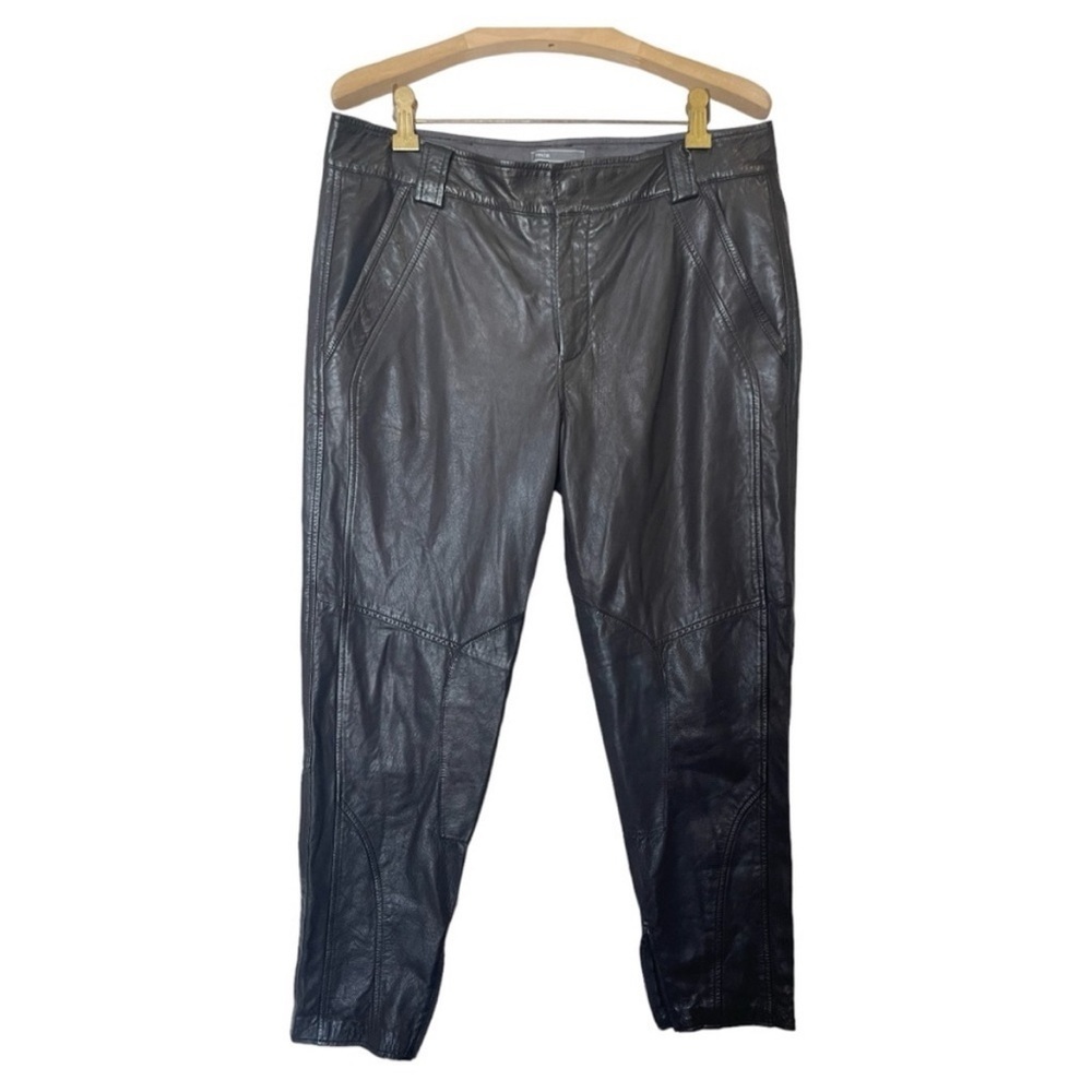 Vince Black Slim Leather Pants leg zipper Size 6